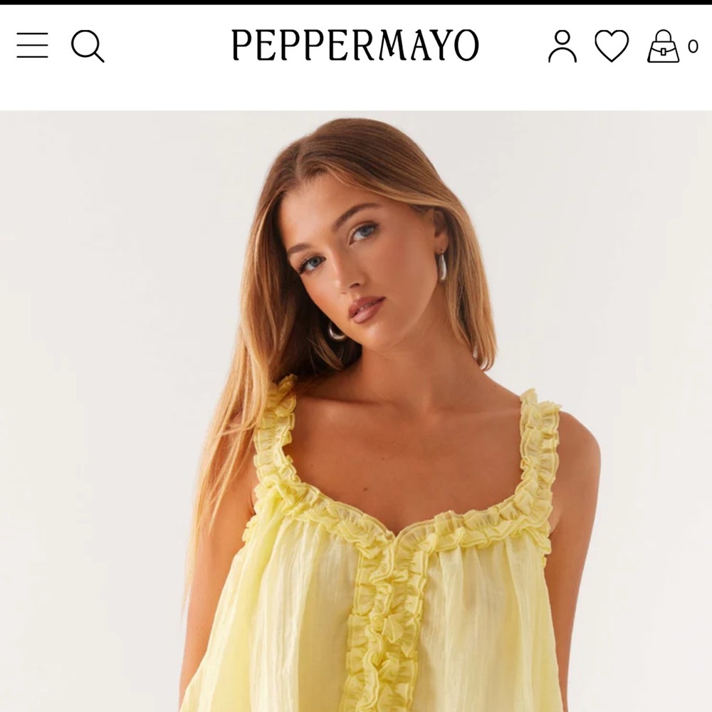 Peppermayo Yellow Ruffle Crop Shirt